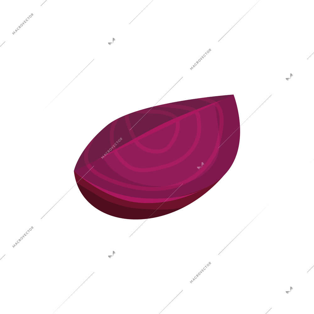 Sliced vegetables composition with flat isolated image of beet root slice side view vector illustration