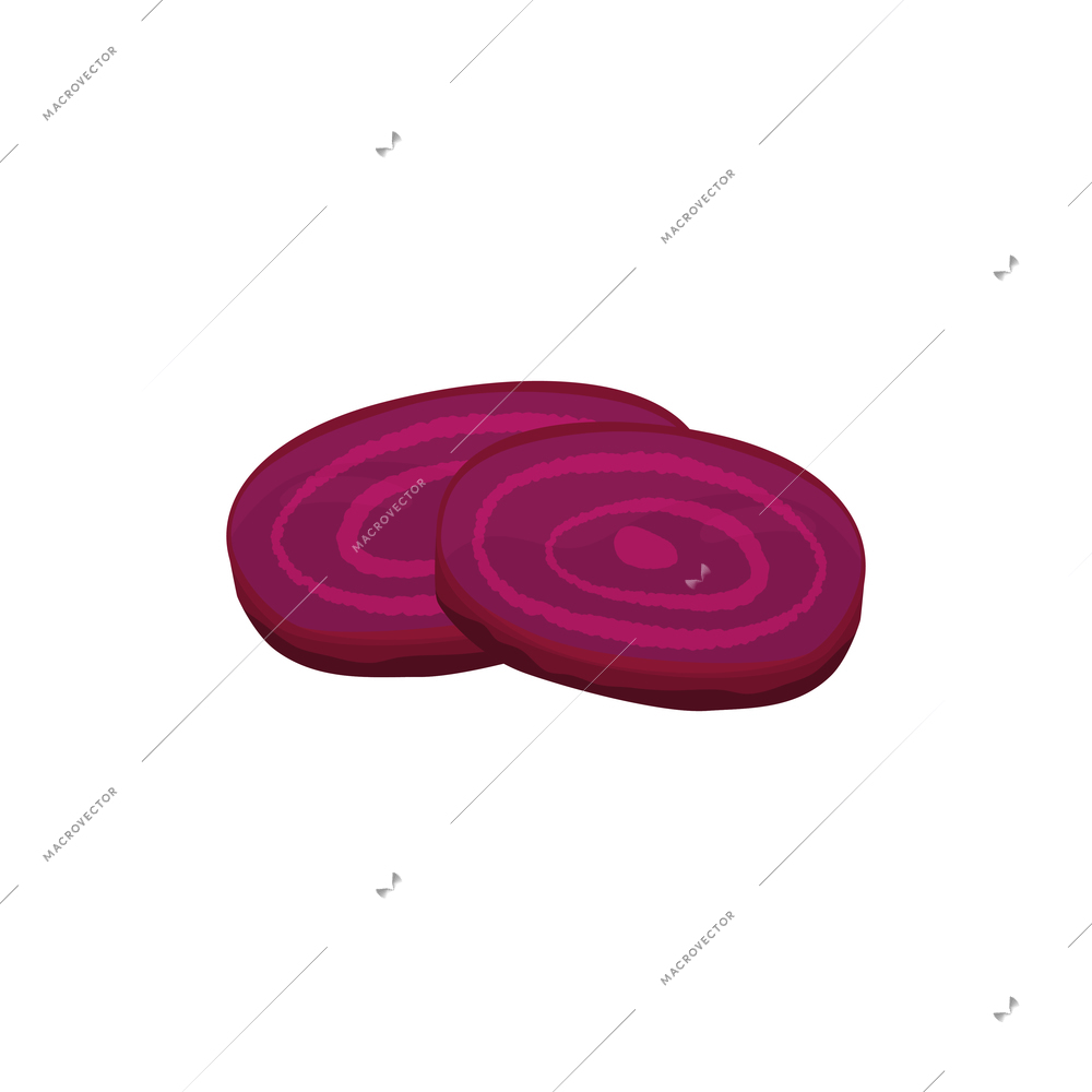 Sliced vegetables composition with flat isolated image of beet root slices vector illustration