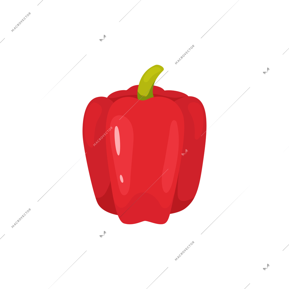Sliced vegetables composition with flat isolated image of whole pepper vector illustration