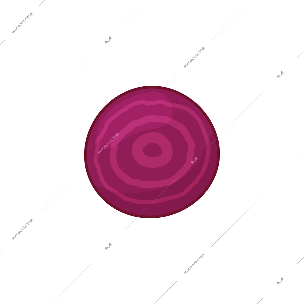 Sliced vegetables composition with flat isolated image of half beet root front view vector illustration