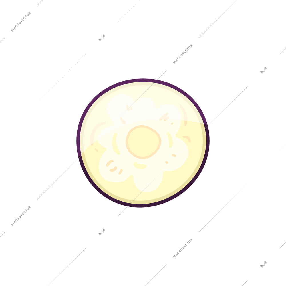 Sliced vegetables composition with flat isolated image of half purple cabbage front view vector illustration