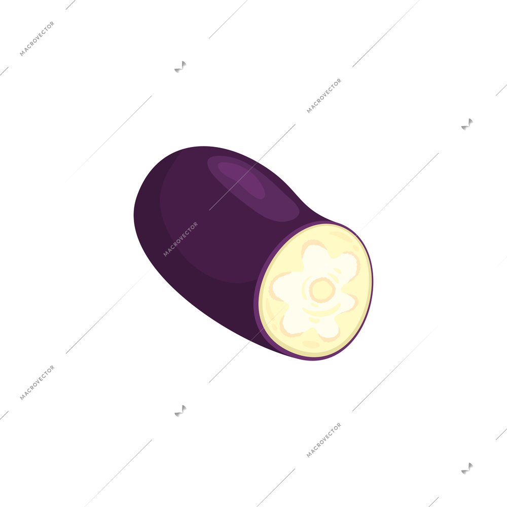 Sliced vegetables composition with flat isolated image of half purple cabbage vector illustration