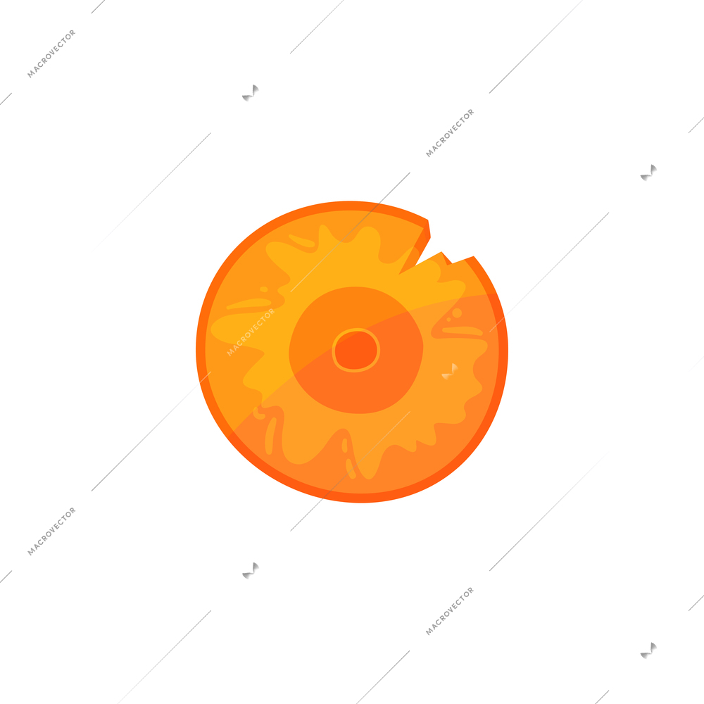 Sliced vegetables composition with flat isolated image of half carrot front view vector illustration