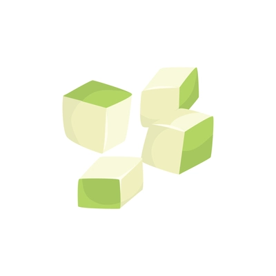 Sliced vegetables composition with flat isolated image of green cabbage cut into cubes vector illustration