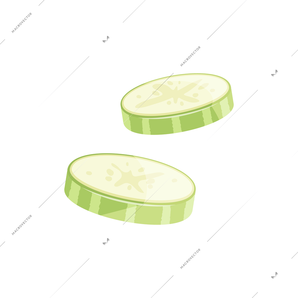 Sliced vegetables composition with flat isolated image of flying green cabbage slices vector illustration