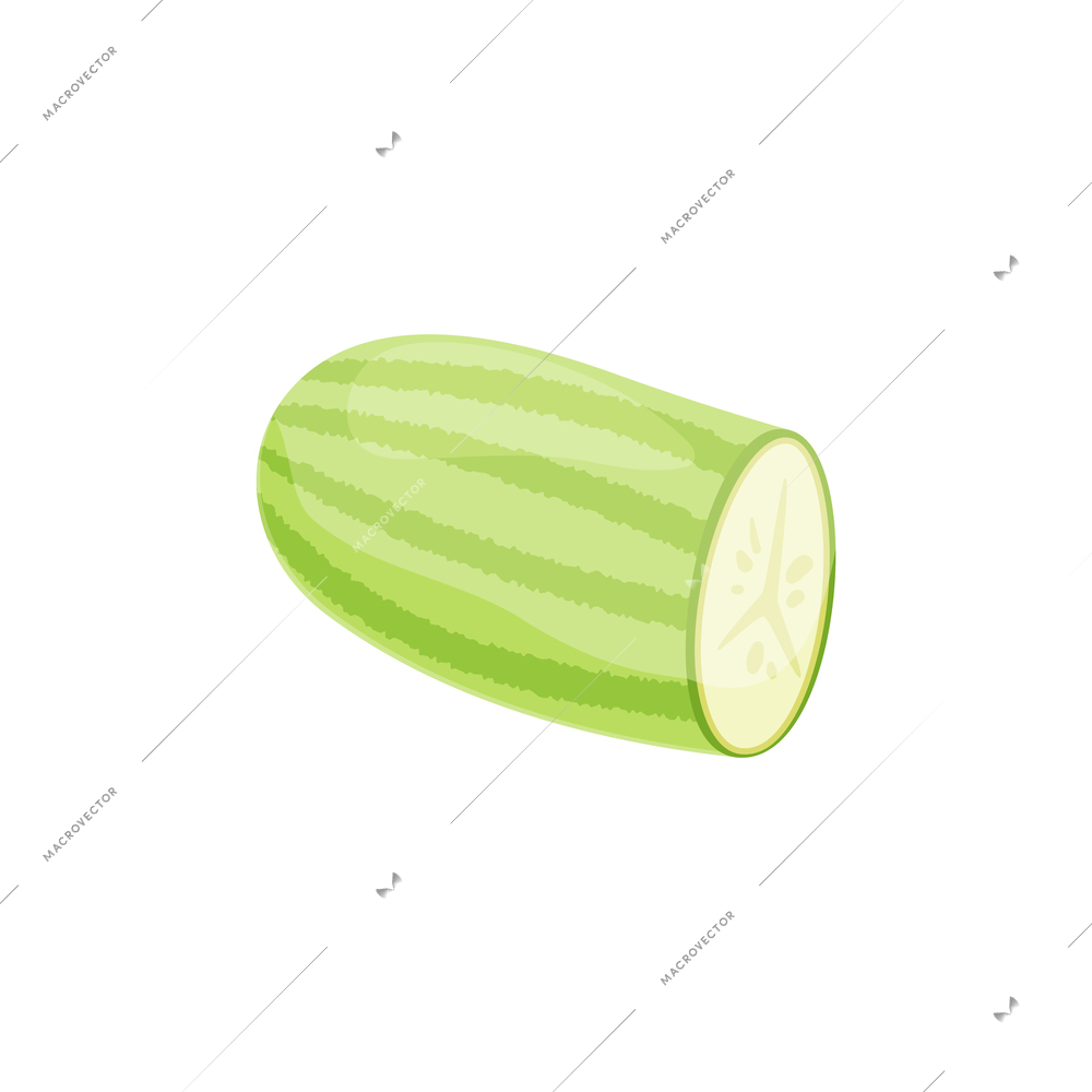 Sliced vegetables composition with flat isolated image of half green cabbage vector illustration