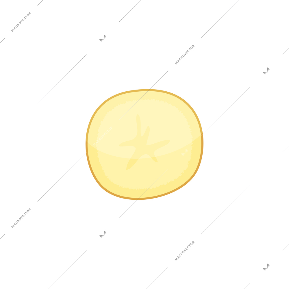 Sliced vegetables composition with flat isolated image of half potato front view vector illustration