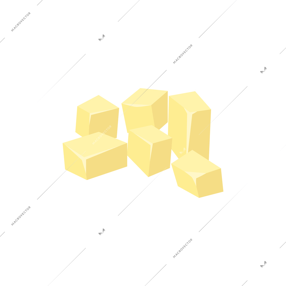 Sliced vegetables composition with flat isolated image of potato cut into cubes vector illustration