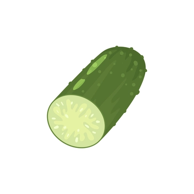 Sliced vegetables composition with flat isolated image of half cucumber vector illustration