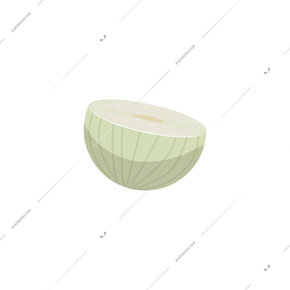 Sliced vegetables composition with flat isolated image of half peeled onion vector illustration