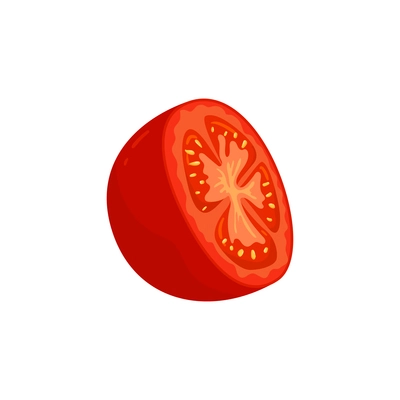 Sliced vegetables composition with flat isolated image of half tomato side view vector illustration