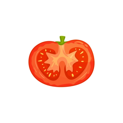 Sliced vegetables composition with flat isolated image of half tomato front view vector illustration