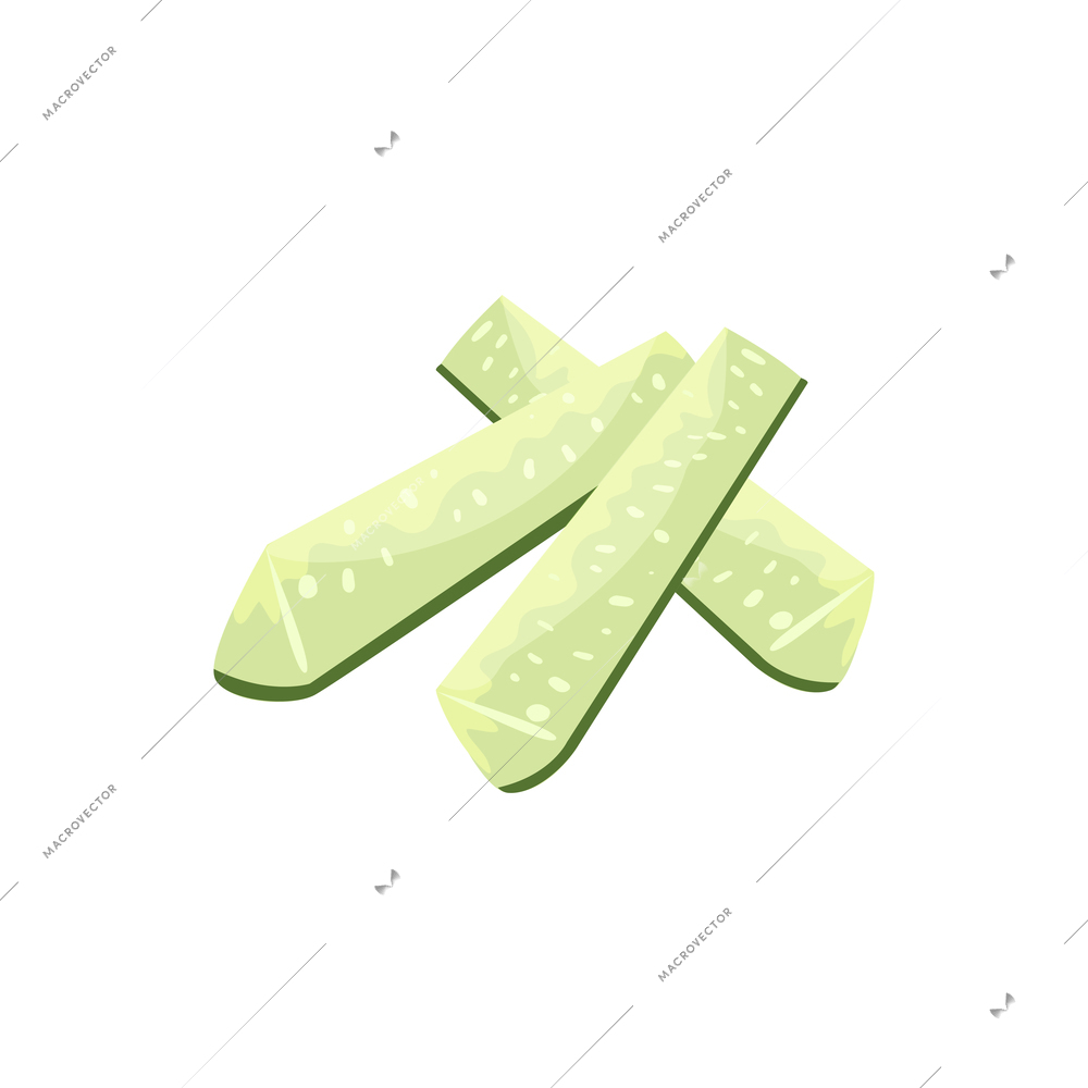 Sliced vegetables composition with flat isolated image of cucumber cut through vector illustration