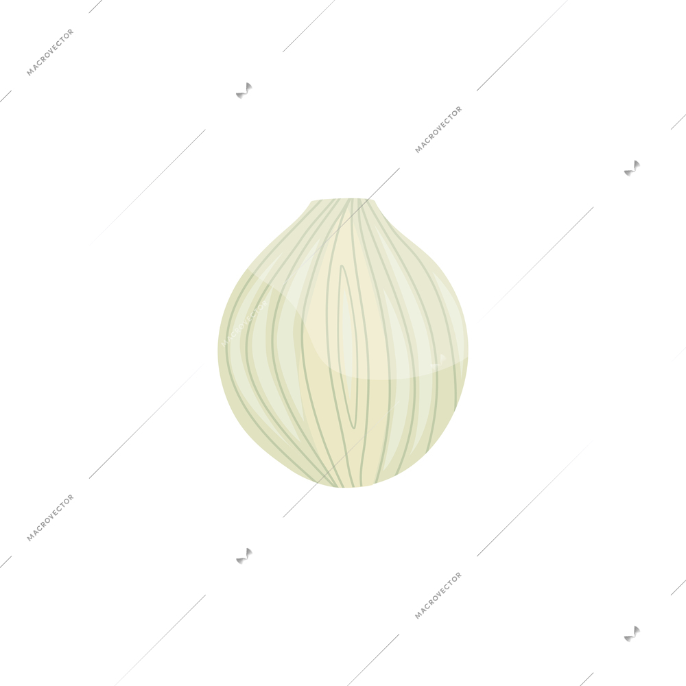 Sliced vegetables composition with flat isolated image of whole peeled onion vector illustration