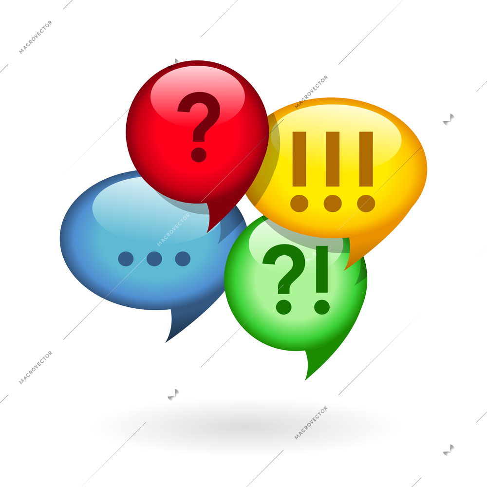 Ellipsis, exclamation, question marks iconset isolated vector illustration