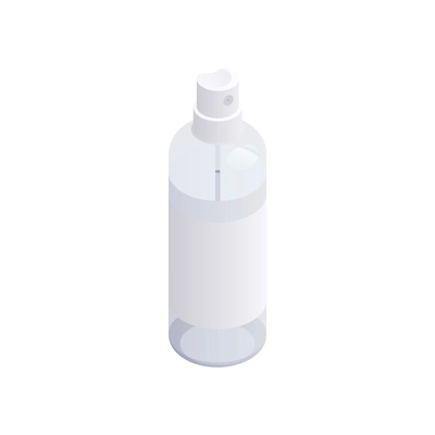 Sanitizing isometric composition with isolated image of plastic bottle with sprayer cap and liquid vector illustration