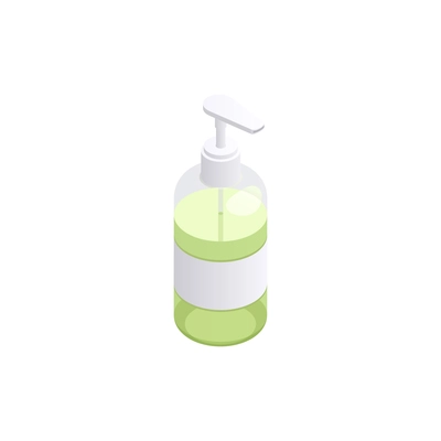 Sanitizing isometric composition with isolated image of liquid soap in plastic bottle with dispenser vector illustration