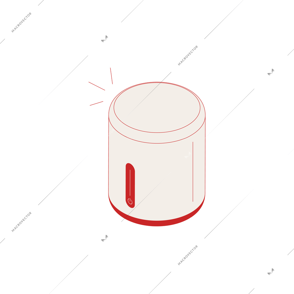 Sleep goods isometric icons composition with isolated image of capsule shaped smart alarm clock vector illustration