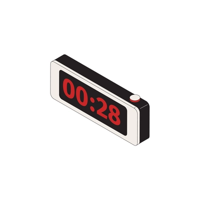 Sleep goods isometric icons composition with isolated image of digital alarm clock in slim case vector illustration