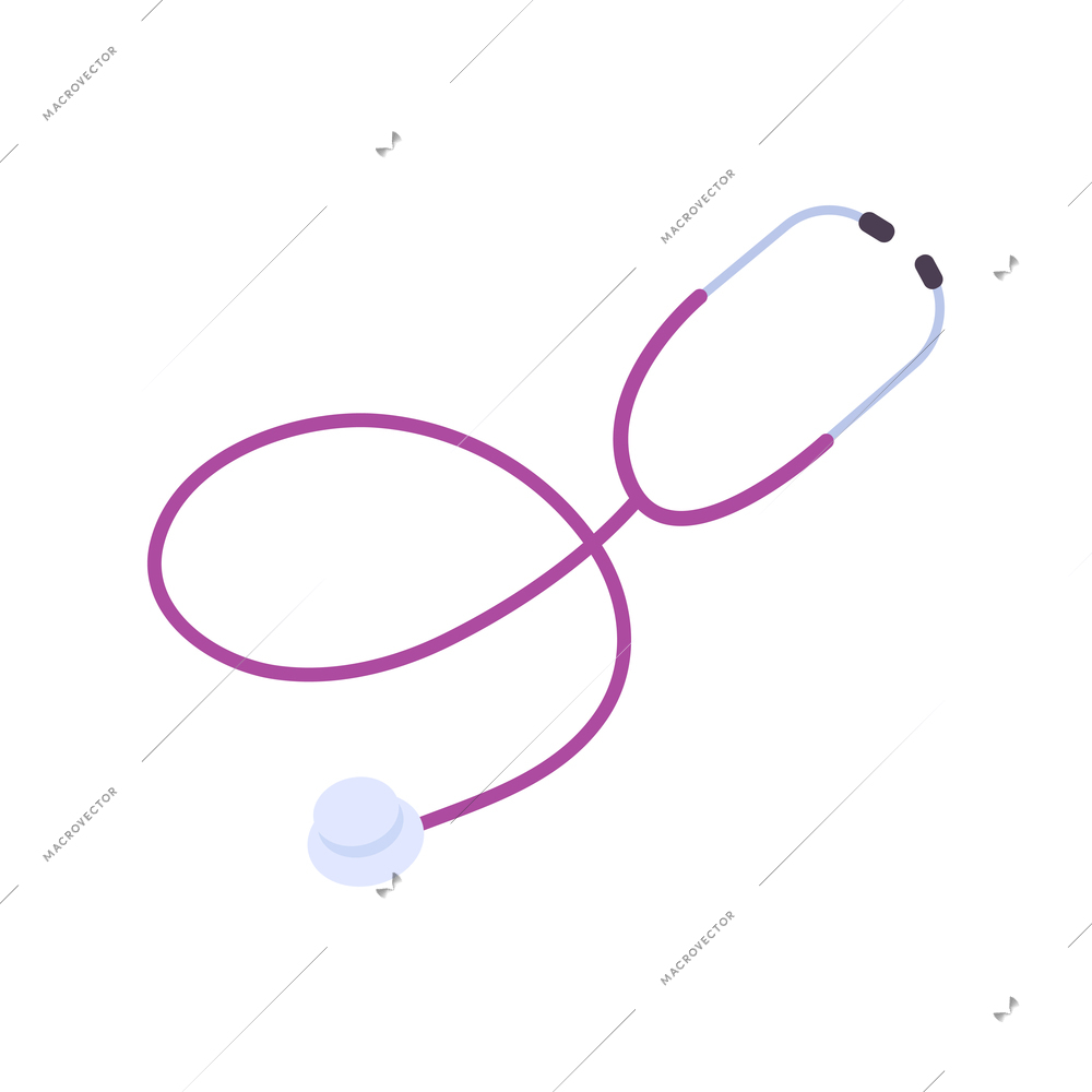 Pediatric checkup composition with isolated image of medical stethoscope with rubber wire vector illustration