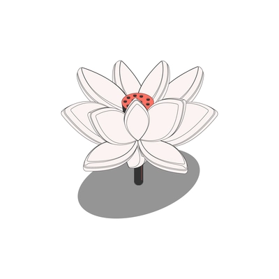 Chinese culture traditions symbols isometric composition with image of lotus flower vector illustration