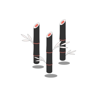 Chinese culture traditions symbols isometric composition with three vertical images of sushi rolls vector illustration