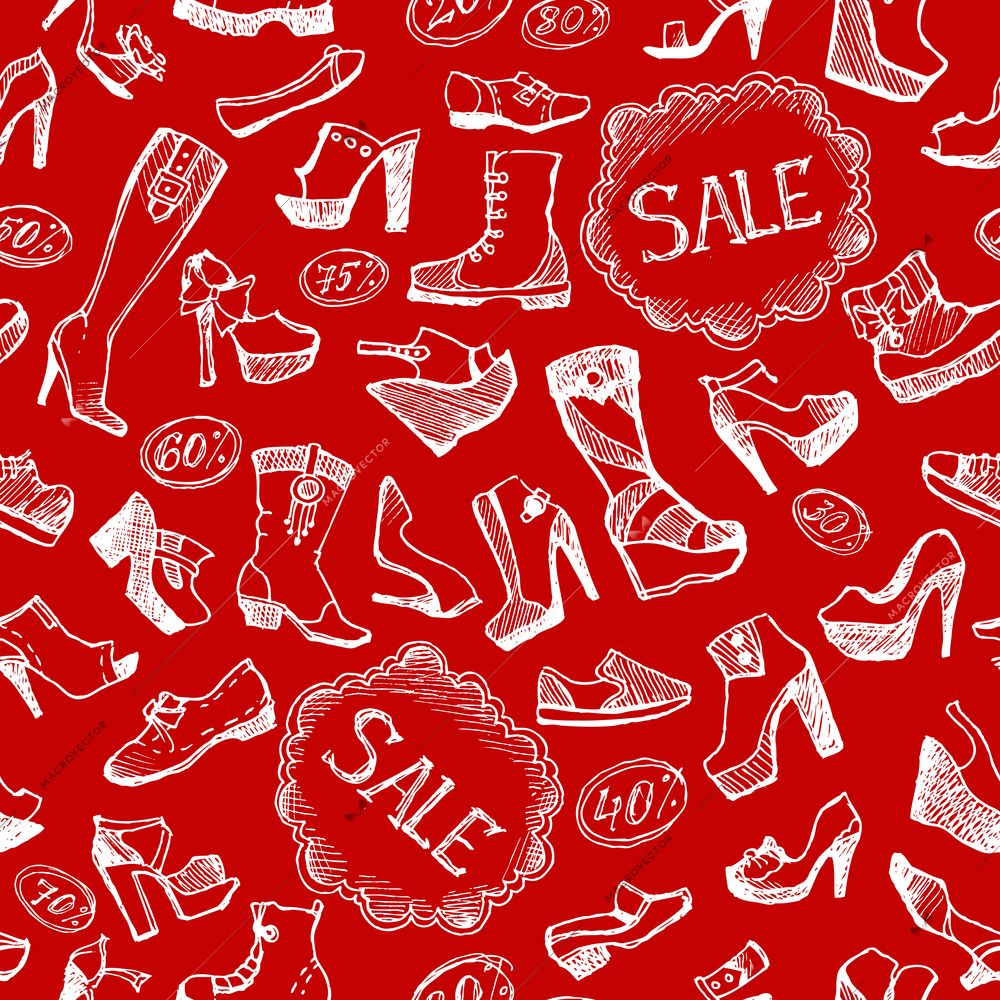 Seamless fashion shoes background pattern vector illustration