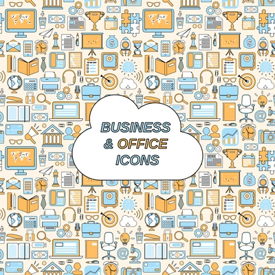 Business and office icons seamless pattern vector illustration