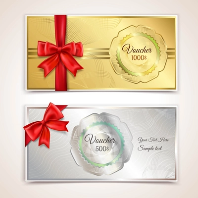 Gift vouchers elegant paper certificates template set isolated vector illustration