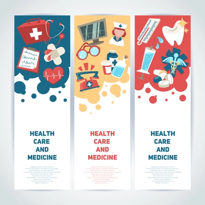 Health care and medicine medical vertical banners set isolated vector illustration