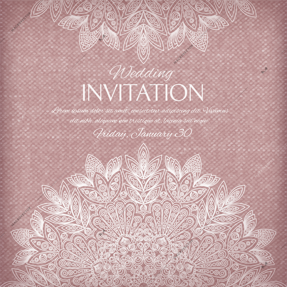 Ornamental invitation silver and pastel colors vector illustration