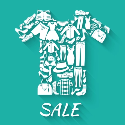 Male and female fashion clothes elements t-shirt shape sale concept vector illustration