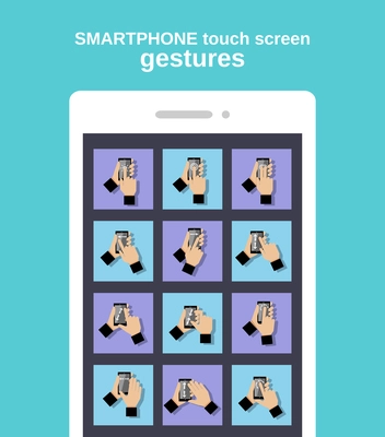 Touch interface hand gestures icons on smartphone mobile vector illustration