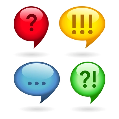 Ellipsis, exclamation, question marks iconset isolated vector illustration