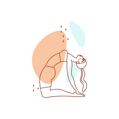 Line art woman yoga color composition with female character in yoga pose vector illustration