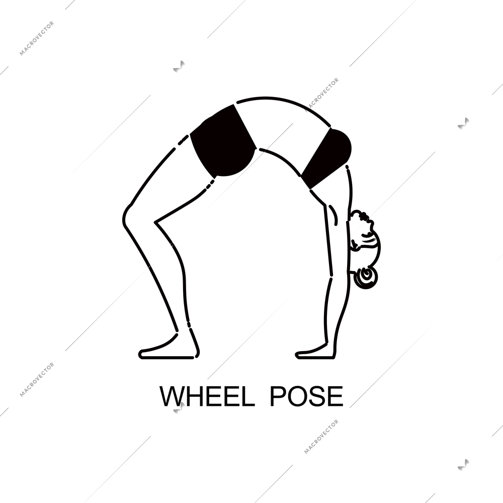 Line art woman yoga color composition with female character in yoga pose vector illustration