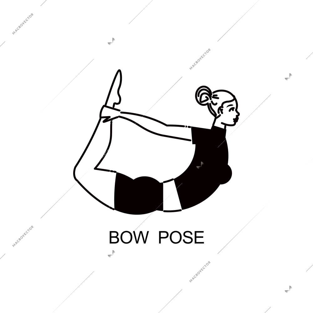 Line art woman yoga color composition with female character in yoga pose vector illustration