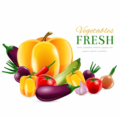 Food fresh vegetables realistic group poster vector illustration