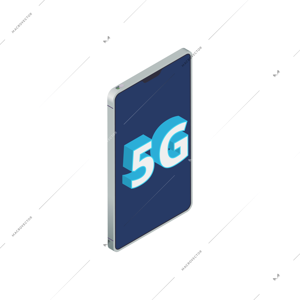 5g high speed internet isometric composition with isolated image of smartphone with text vector illustration