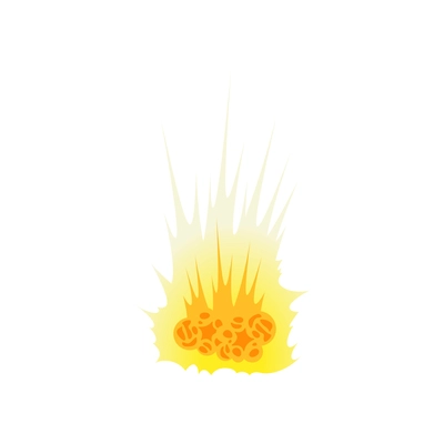 Bomb explosion fire bang amination composition with falling flame on blank background vector illustration