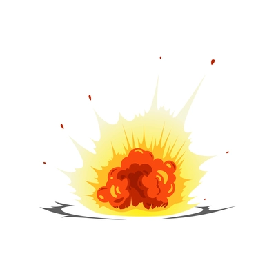 Bomb explosion fire bang amination composition with view of ground explosion with fire on blank background vector illustration