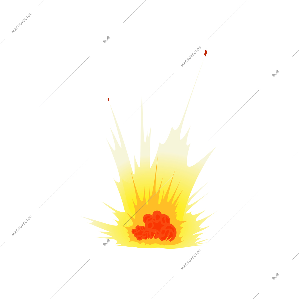 Bomb explosion fire bang amination composition with isolated image of fire flame on blank background vector illustration