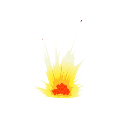 Bomb explosion fire bang amination composition with isolated image of fire flame on blank background vector illustration