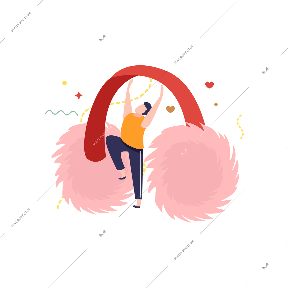 Happy winter flat composition with headphone shaped ear warming pad vector illustration