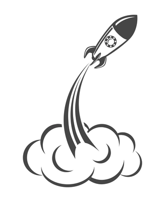 Rocket ship launch isolated icon vector illustration