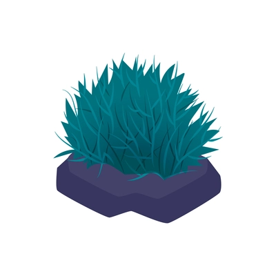 Isometric aquarium composition with isolated image of sea weed in pot on blank background vector illustration