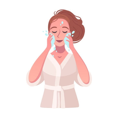 Young woman washing her face cartoon vector illustration