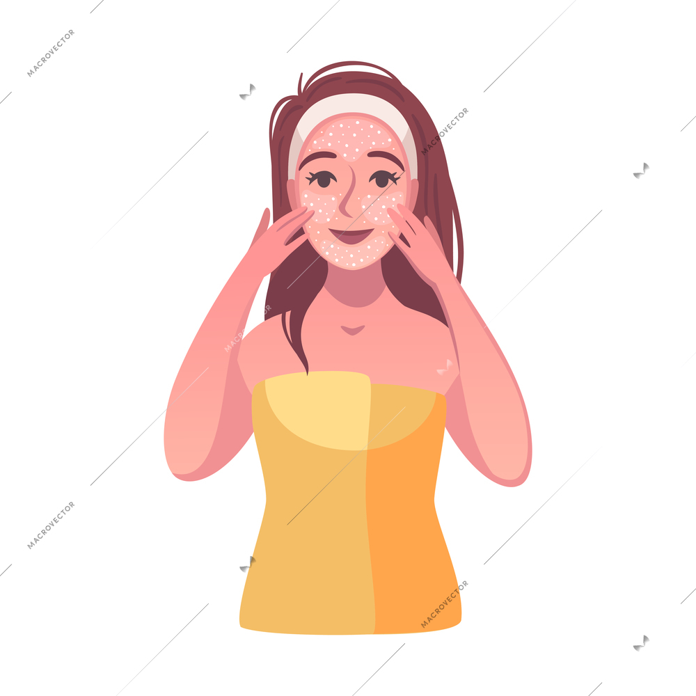 Skin care cartoon icon with woman applying facial mask vector illustration