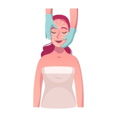 Woman getting facial massage procedure at spa salon cartoon vector illustration