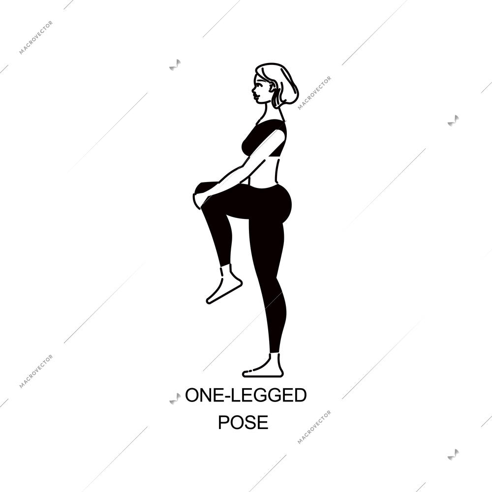 Line art woman yoga color composition with female character in yoga pose vector illustration